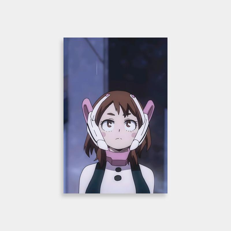 Ochaco Uraraka Anime Poster - My Hero Academia Character in Black & White