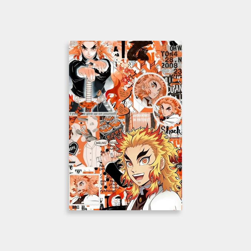 Rengoku Kyojuro Demon Slayer Poster - Anime Character Collage Art