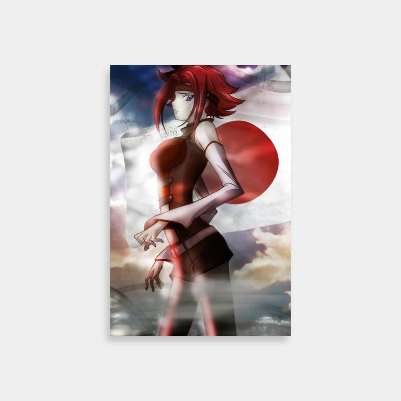 Kallen Kozuki Code Geass Poster - Red Hair Against Cloudy Sky
