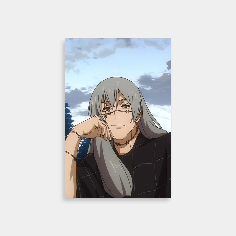 Mahito Jujutsu Kaisen Poster - Grey & White Hair Anime Character Art