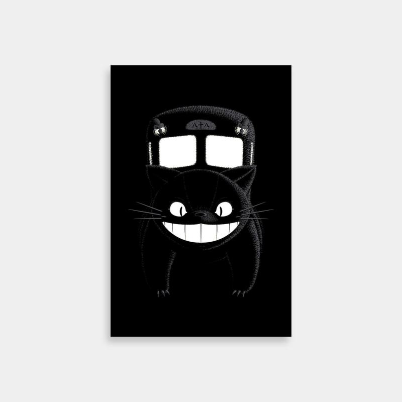 Black Catbus My Neighbor Totoro Poster - Glowing Eyes Wall Art