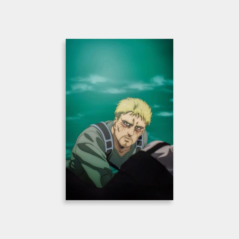 Reiner Braun Attack on Titan Poster - Blonde Warrior Gazing Art
