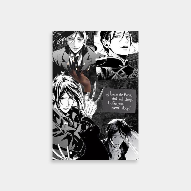Sebastian Michaelis Black Butler Anime Poster - Knife Scene Art