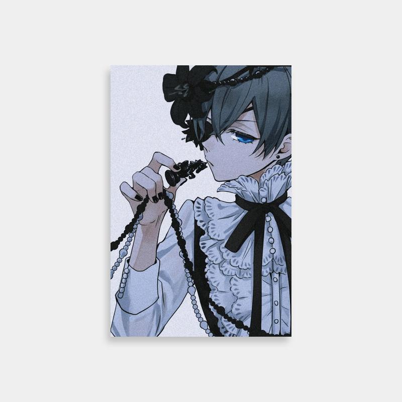 Ciel Phantomhive Black Butler Anime Poster - White Dress & Chain Art