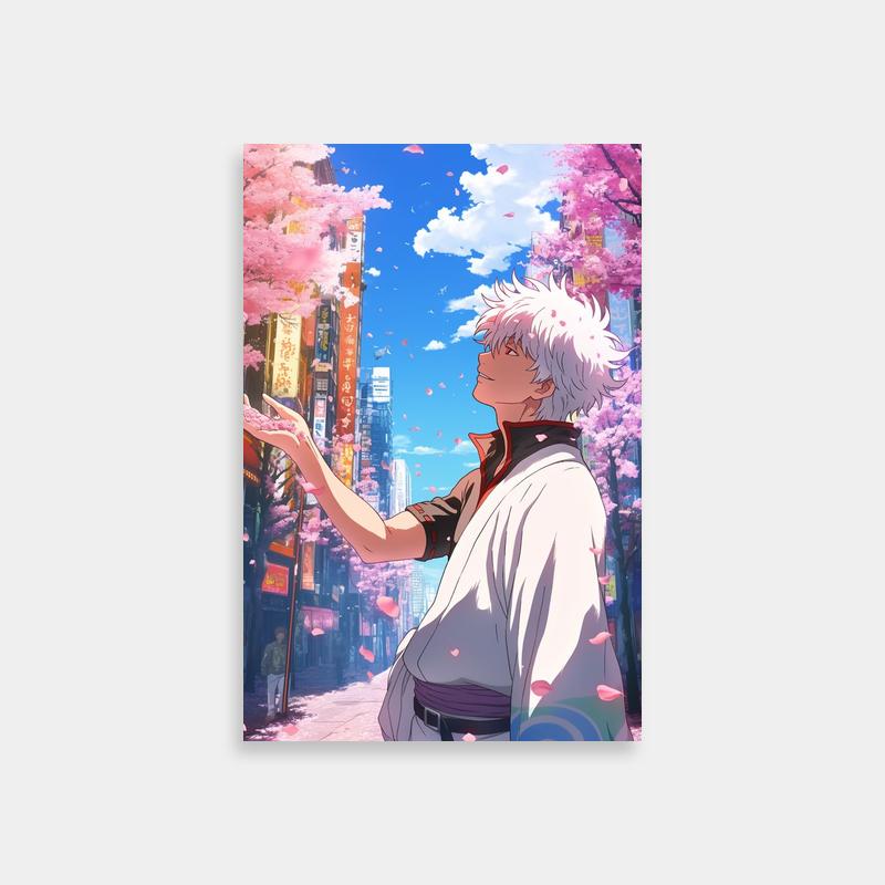 Gintoki Sakata Floral Anime Poster - Gintama Decor