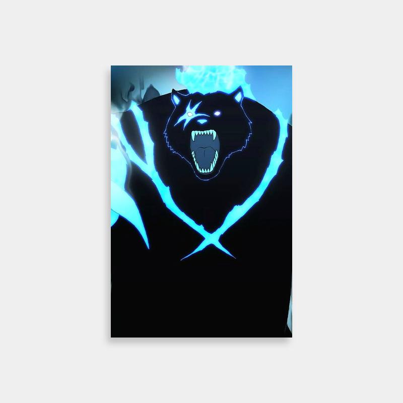 Tank Solo Leveling Poster - Glowing Blue Bear Art