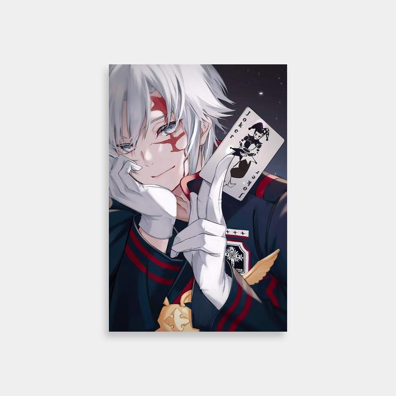 Allen Walker D.Gray-Man Anime Poster - White-Haired Character Holding a Card