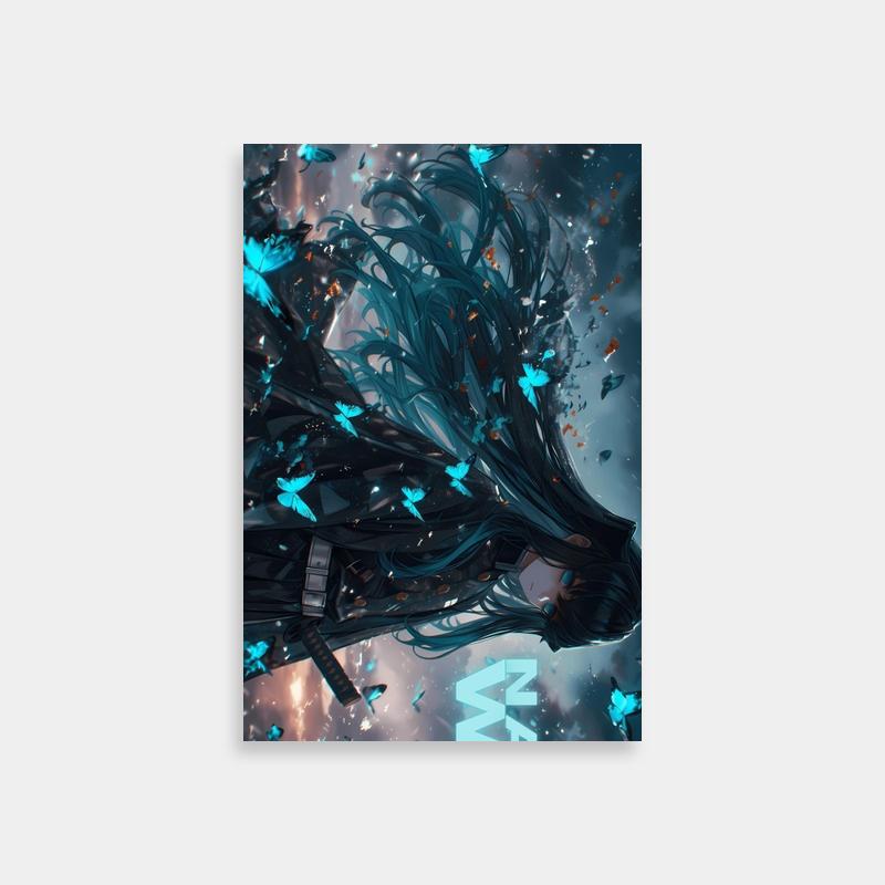 Muichiro Tokito with Blue Butterflies Anime Poster