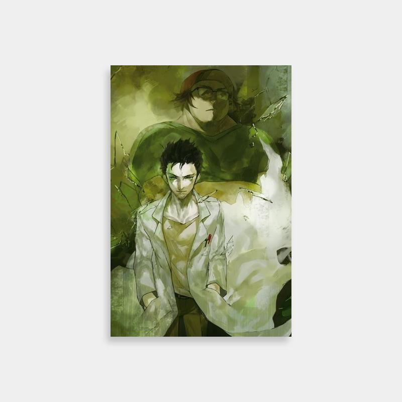 Steins;Gate Anime Duo Poster - Green & Yellow Background