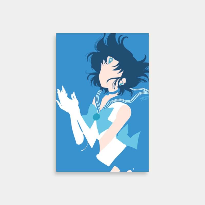 Ami Mizuno Long Black Hair Poster - Sailor Moon Anime Art