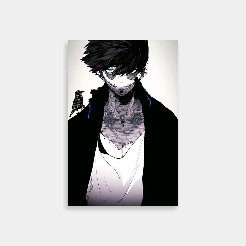 Aki Hayakawa Chainsaw Man Wall Art - Black Hair & Blue Eyes Anime Character