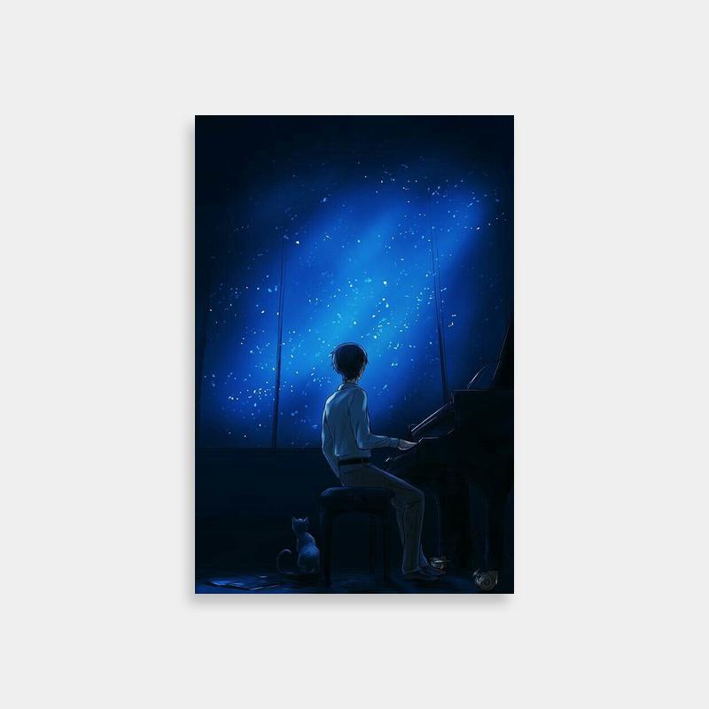 Kousei Arima Your Lie in April Print - Piano & Starry Sky Scene