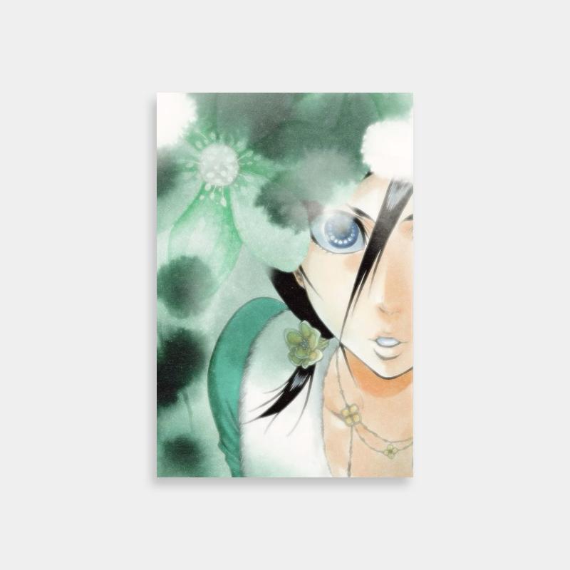 Rukia Kuchiki Bleach Floral Poster - Black Hair & Green Dress