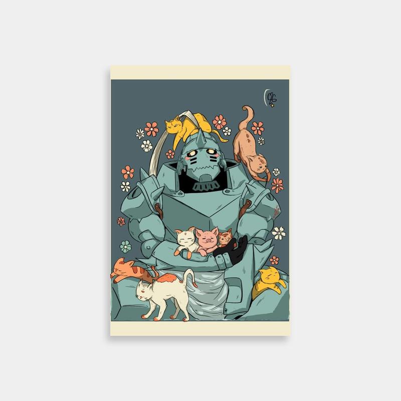 Alphonse Elric Fullmetal Alchemist Robot & Cats Art
