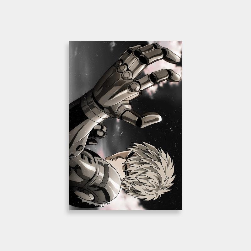 Genos One Punch Man Poster - Anime Character Reaching to Sky with Stars