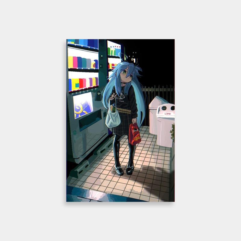 Konata Izumi Lucky Star Poster - Blue Hair Anime Character Art