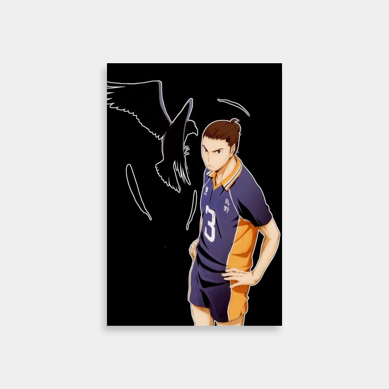Asahi Azumane Haikyuu Poster - Standing with Bird Anime Art