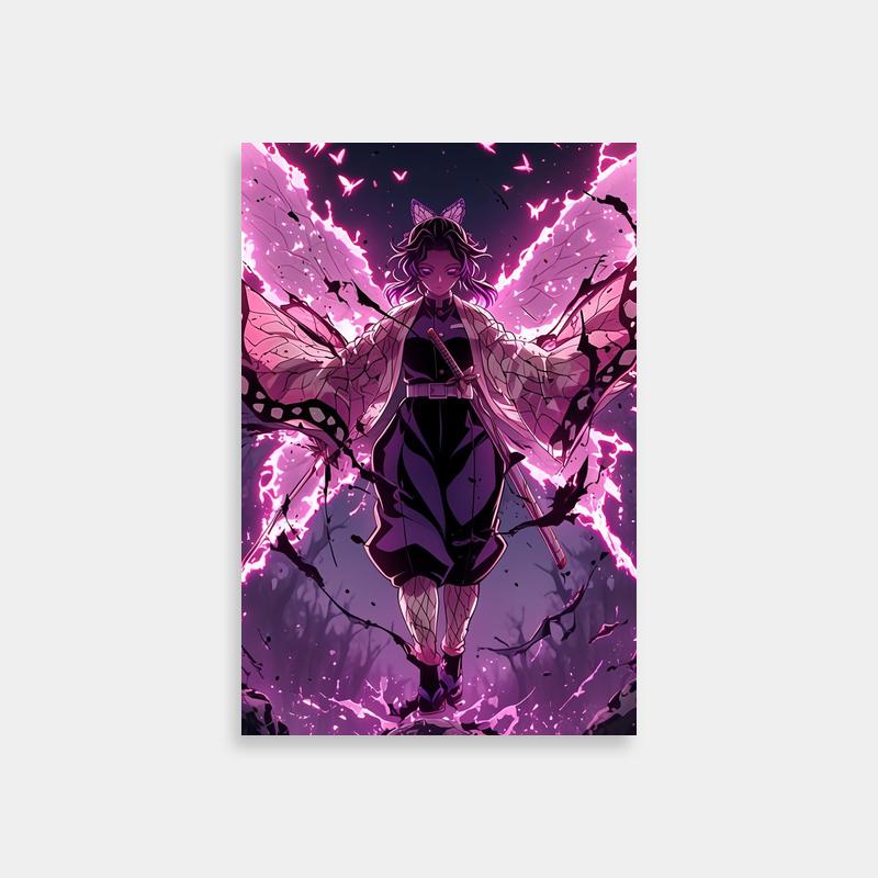 Shinobu Kocho Demon Slayer Poster - Purple Hair & Wings Art