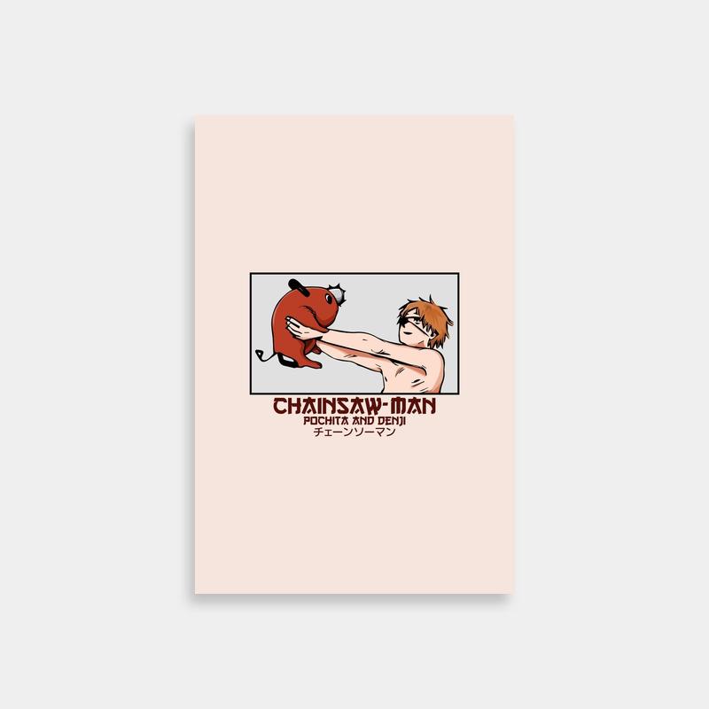 Pochita Chainsaw Man Wall Art - Logo with Cartoon Character