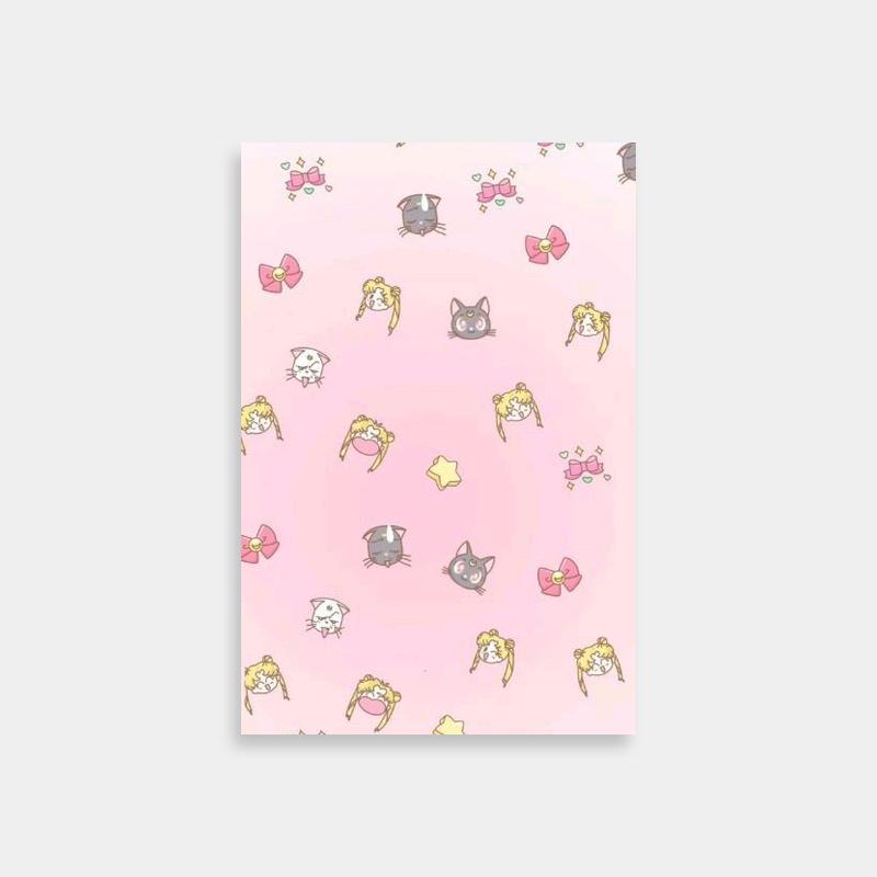 Sailor Moon Usagi Tsukino Poster - Pink Background with Cats & Stars
