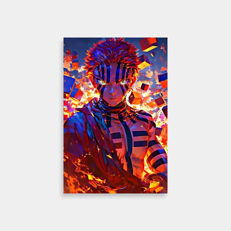 Akaza Demon Slayer Wall Art - Fiery Red Haired Character Poster