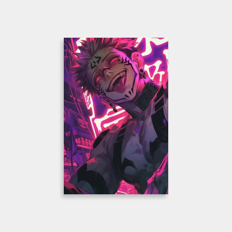 Sukuna Jujutsu Kaisen Glow Art - Neon Light Effect