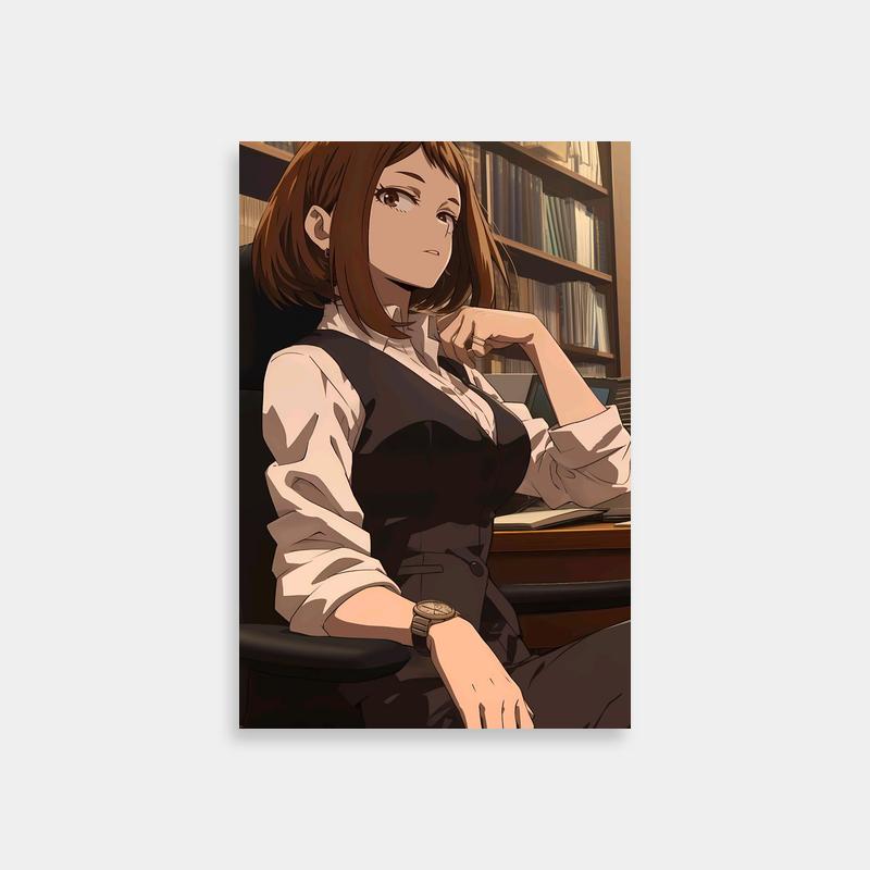 Ochaco Uraraka Thinking Pose Poster - My Hero Academia Bookshelf Scene