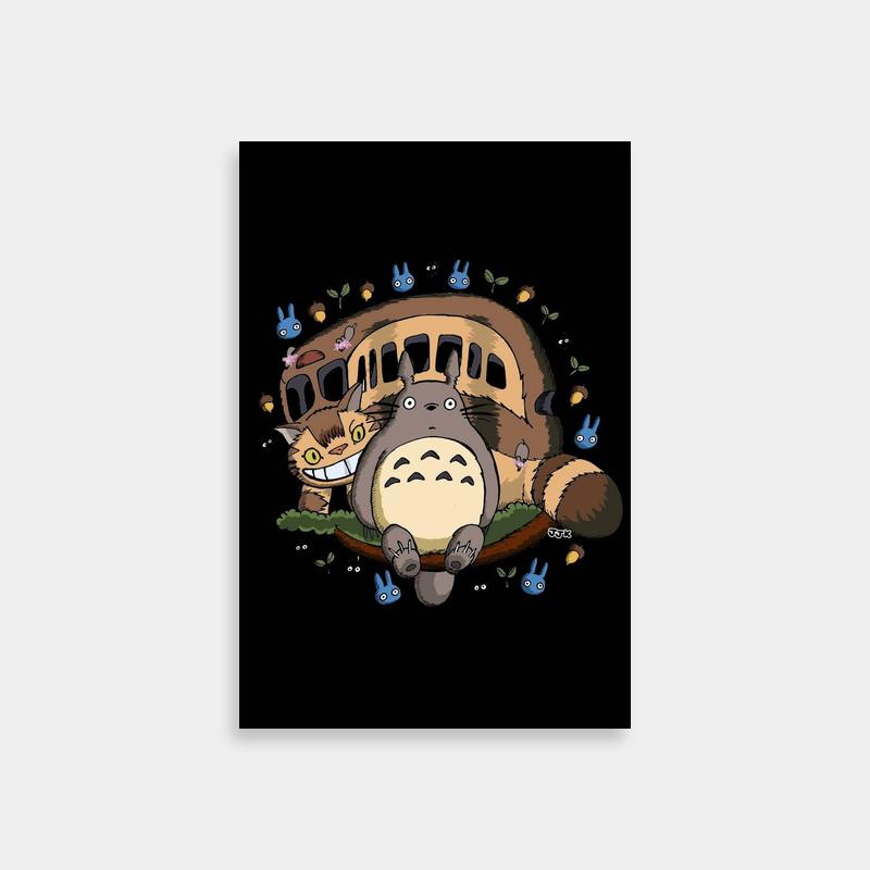 My Neighbor Totoro Catbus Poster - Totoro & Cat by Vintage Bus