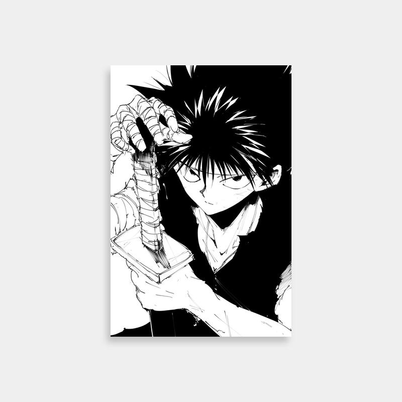 Hiei Yu Yu Hakusho Black & White Sketch Art Print