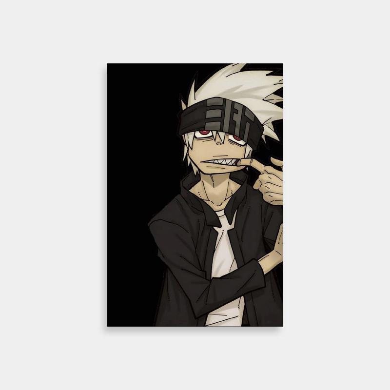 Soul Evans Soul Eater Poster - White-Haired Character with Red Eyes