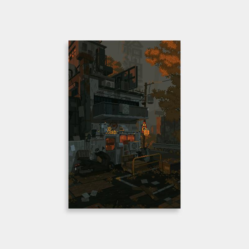 Fuu Samurai Champloo Poster - Animated Night Train Station Art