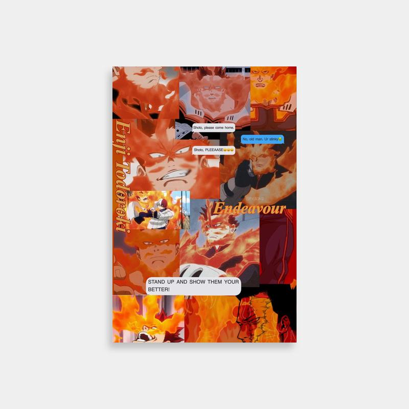 Endeavor My Hero Academia Collage Poster - Fire & Flames Art