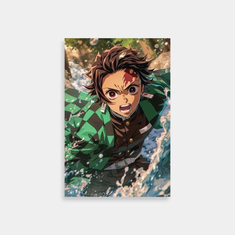 Tanjiro Kamado Demon Slayer Poster - Intense Water Scene Art
