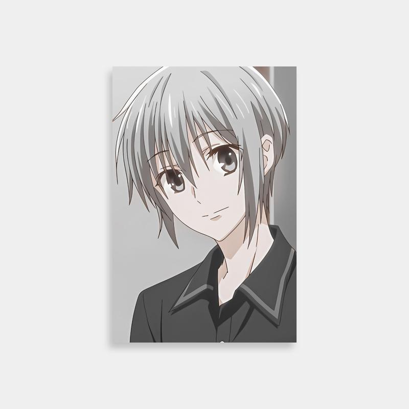 Yuki Sohma Fruits Basket Wall Art - Grey Hair & Black Shirt Anime Print