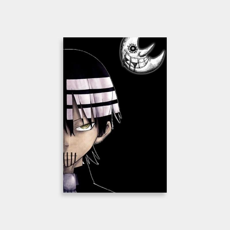 Death The Kid Anime Poster - Striped Shirt & Half Moon Background
