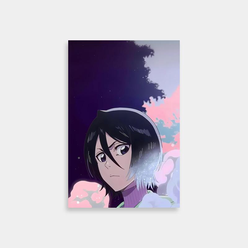 Rukia Kuchiki Bleach Anime Poster - Purple Sweater Pink Clouds