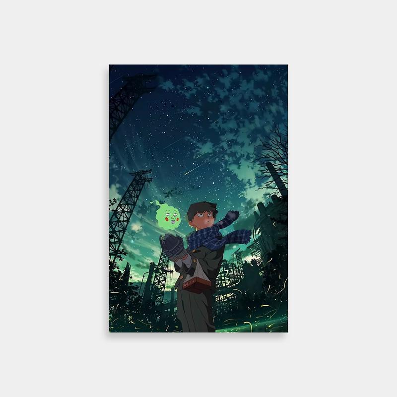 Shigeo Kageyama Holding Green Object Anime Poster