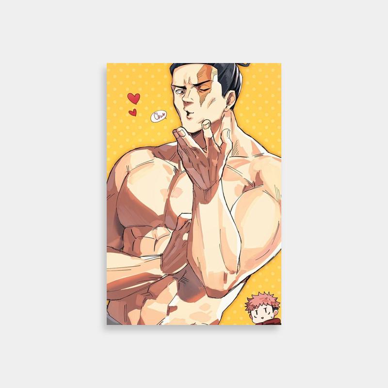 Aoi Todo Jujutsu Kaisen Shirtless Pose Poster - Bold Yellow Background