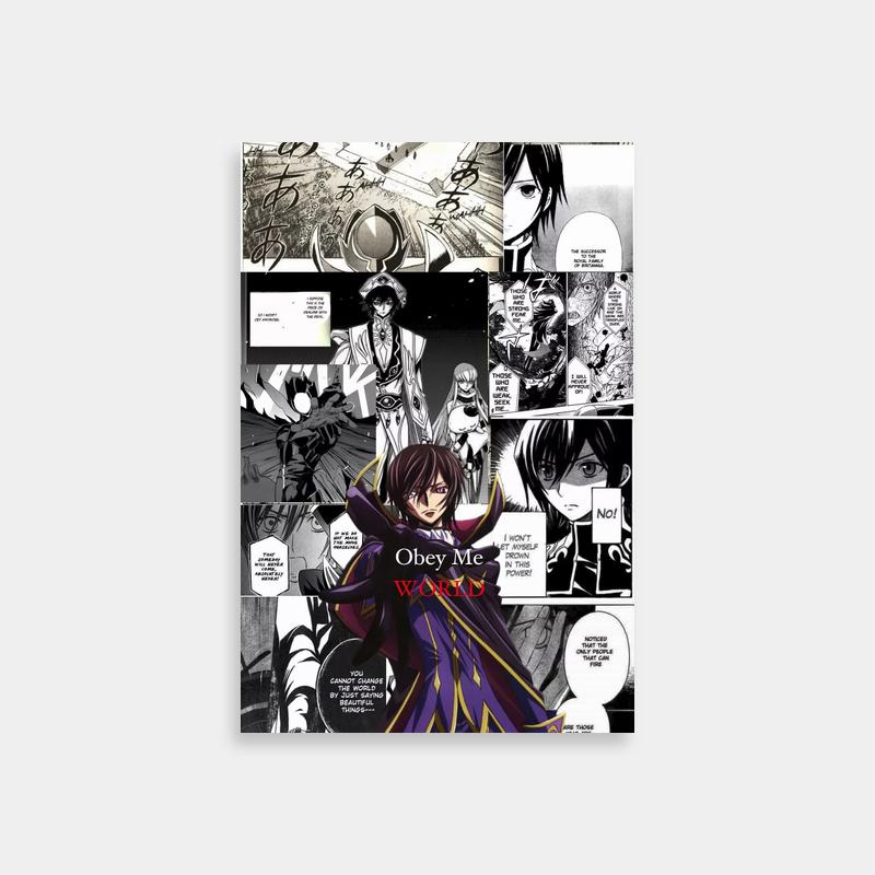Lelouch vi Britannia Code Geass Poster - Purple & Black Outfits Anime Art