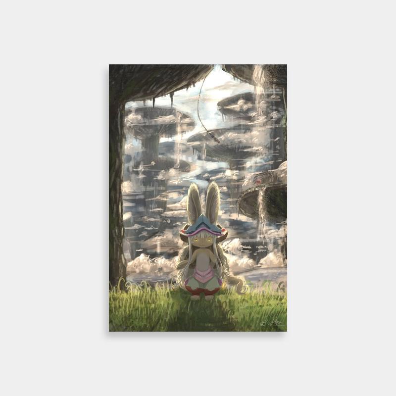 Nanachi Made in Abyss Nature-Themed Poster - Rabbit & Scenic Landscape Art