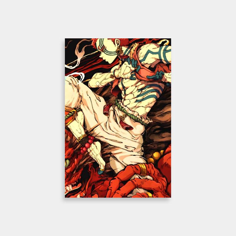 Akaza Demon Slayer Equestrian Anime Poster - White Horse Art