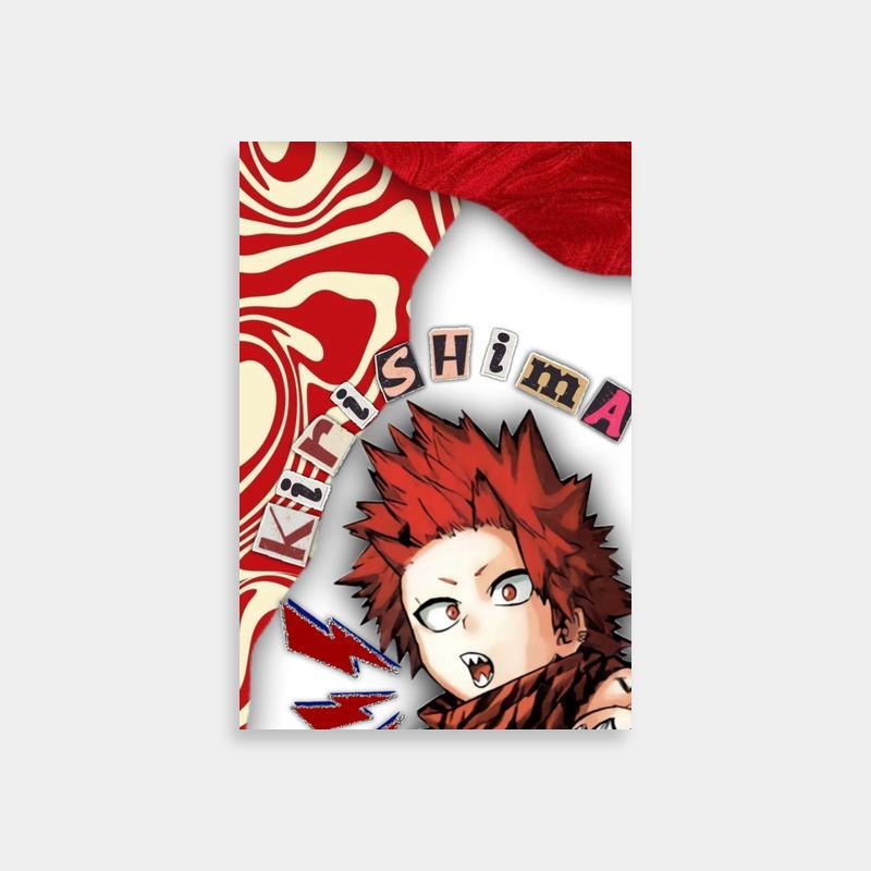 Eijiro Kirishima Anime Poster - Red-Haired Hero with Black Eyes