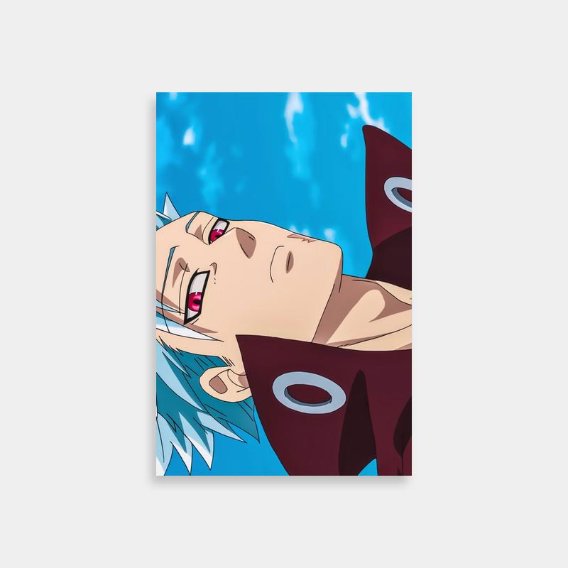 Ban Seven Deadly Sins Poster - Blue Hair & Red Eyes Anime Character