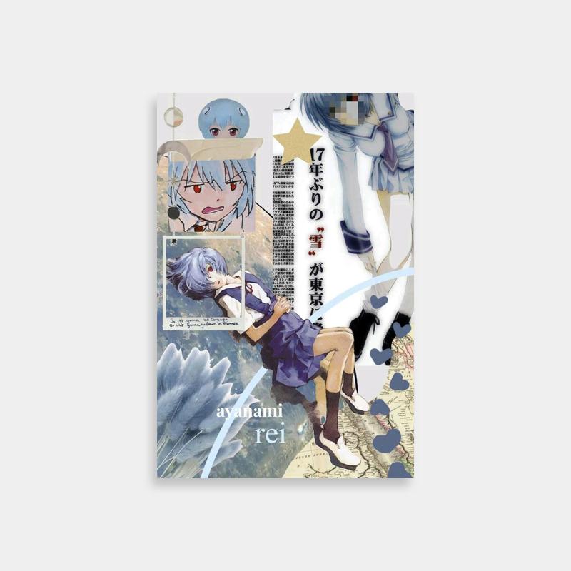 Rei Ayanami Lying on Map - Neon Genesis Evangelion Art Print