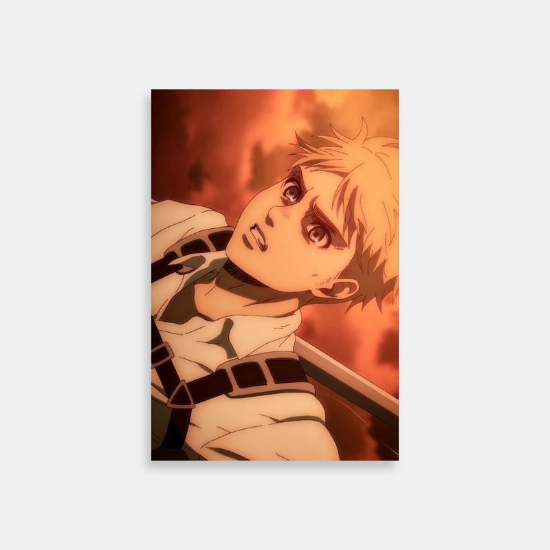 Armin Arlert Attack on Titan Art - Blonde Character Against Red Sky