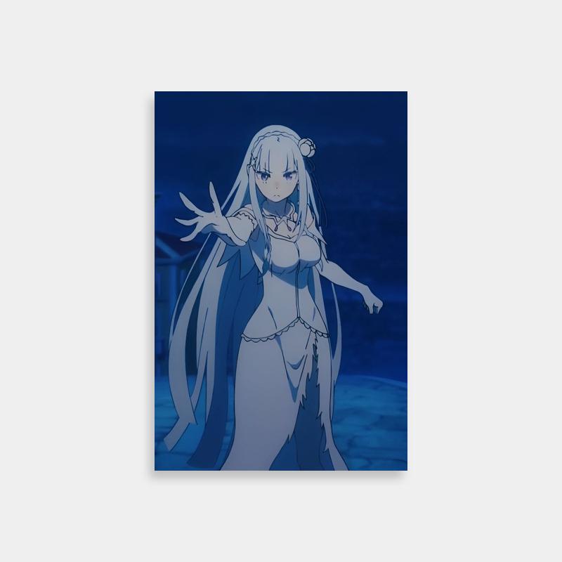 Emilia Re:Zero Anime Poster - White-Haired Character Art