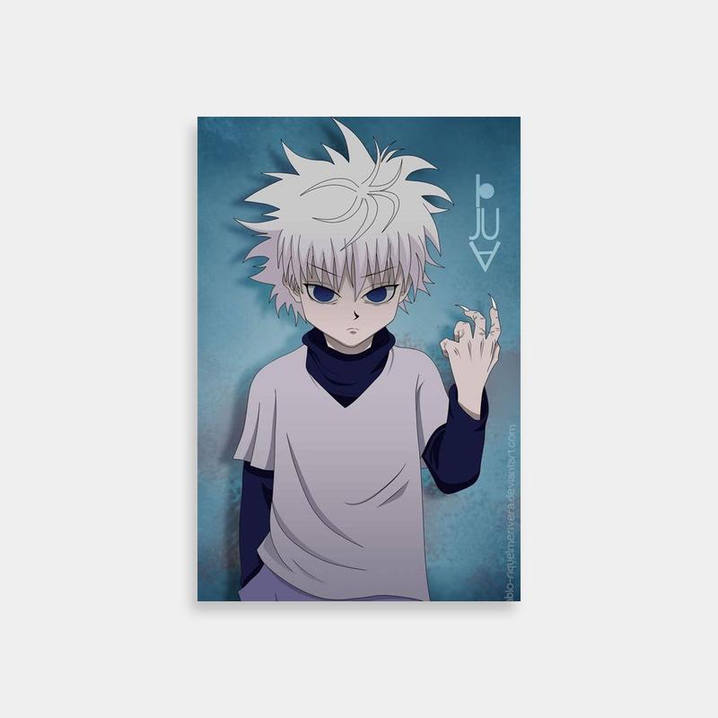 Killua Zoldyck Hunter x Hunter Poster - White Hair Anime Character with Blue Eyes
