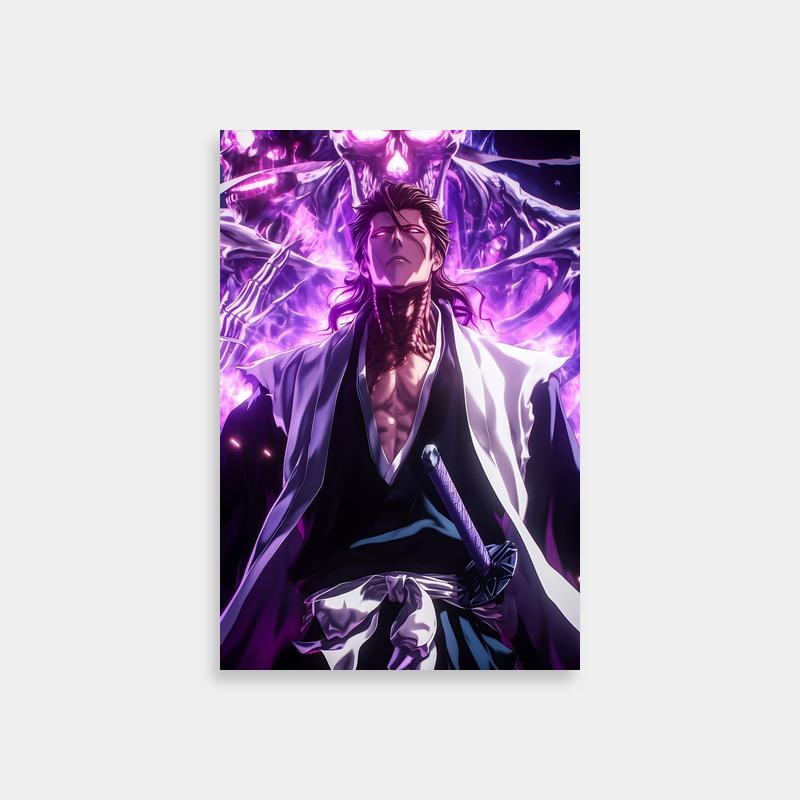 Aizen Sosuke Purple Lights Poster - Anime Print