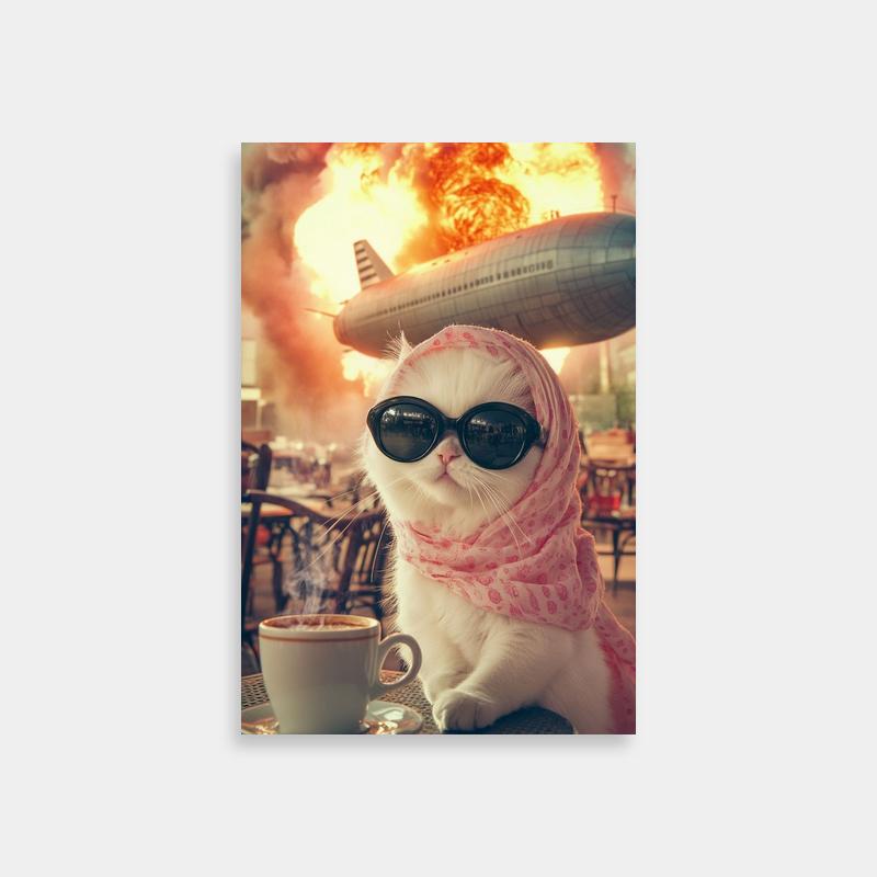 Samurai Champloo Cat Poster - Sunglasses & Scarf Coffee Art