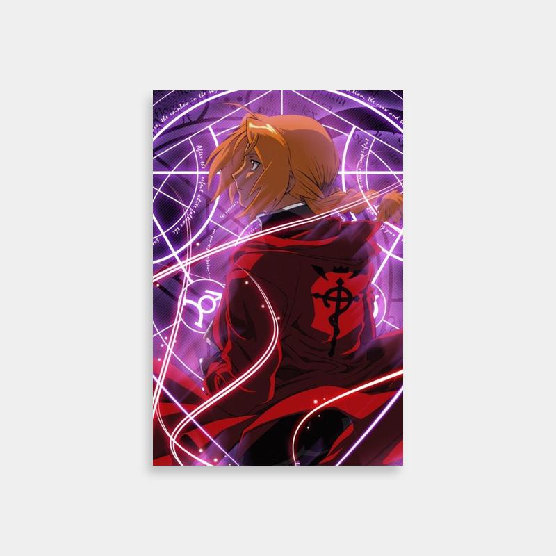 Edward Elric Fullmetal Alchemist Anime Poster with Purple Background